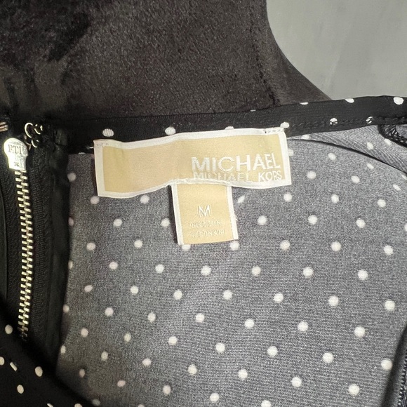 Michael Kors Size Medium Black and White Polkadot Fit and Flare Dress Flowing - Picture 7 of 8